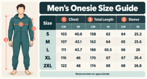 Oppo Merch Adult Onesie Size Guide